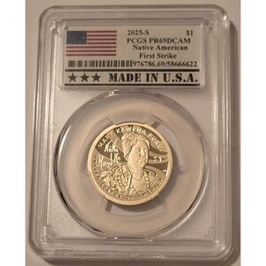 2025 S Native American Dollar Mary Kawena Pukui PR69 DCAM PCGS FS Flag Label